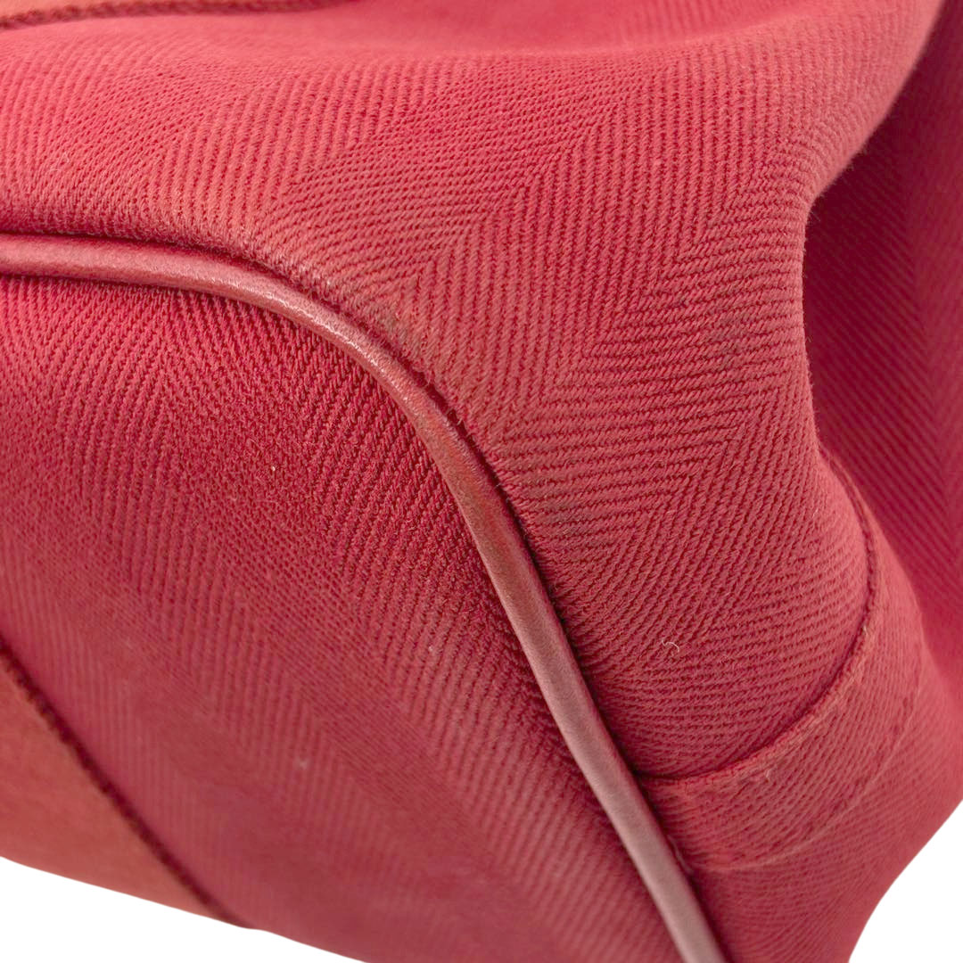 HERMES エルメス ハンドバッグ ヴァルパライソPM トワルシェブロン/レザー レッド □J刻印