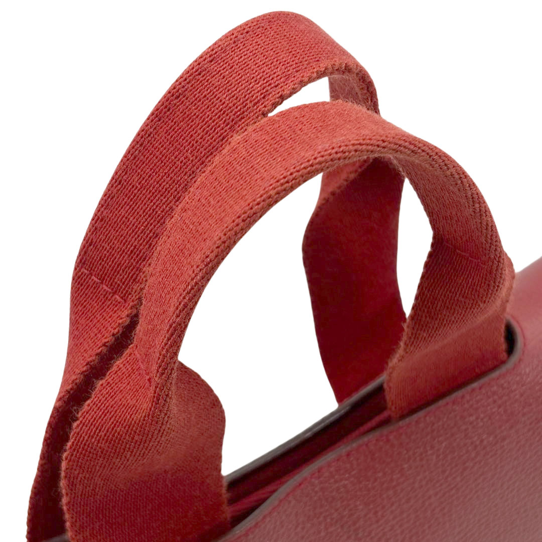 HERMES エルメス ハンドバッグ ヴァルパライソPM トワルシェブロン/レザー レッド □J刻印