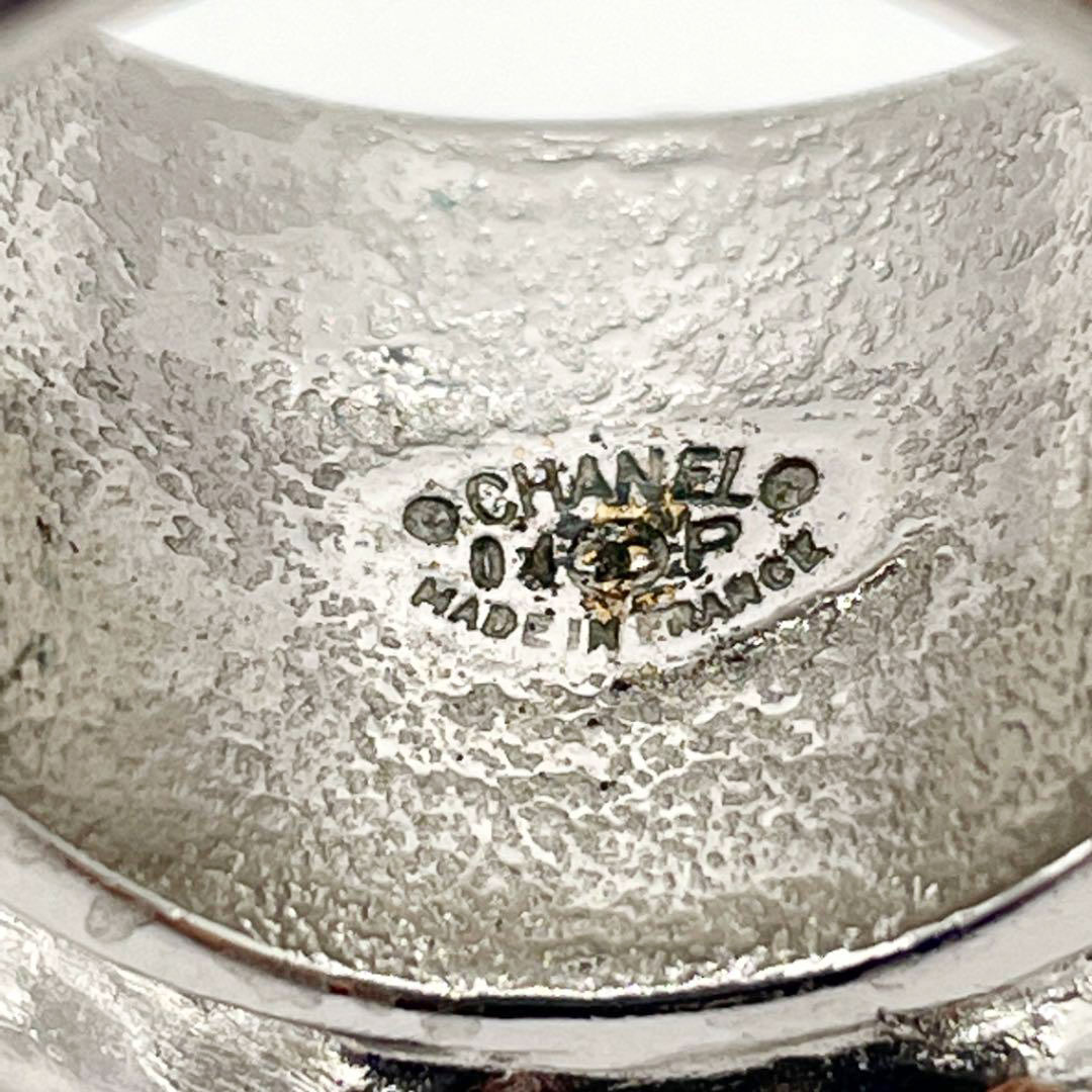 CHANEL シャネル リング 指輪 カメリア ココマーク 04P ラインストーン シルバー グリーン 約13号