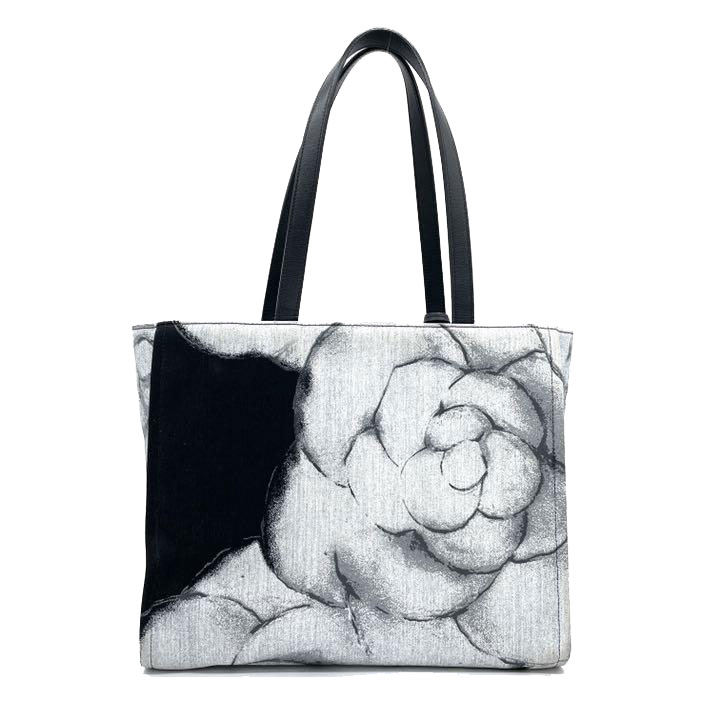 CHANEL シャネル トートバッグ カメリア キャンバス レザー