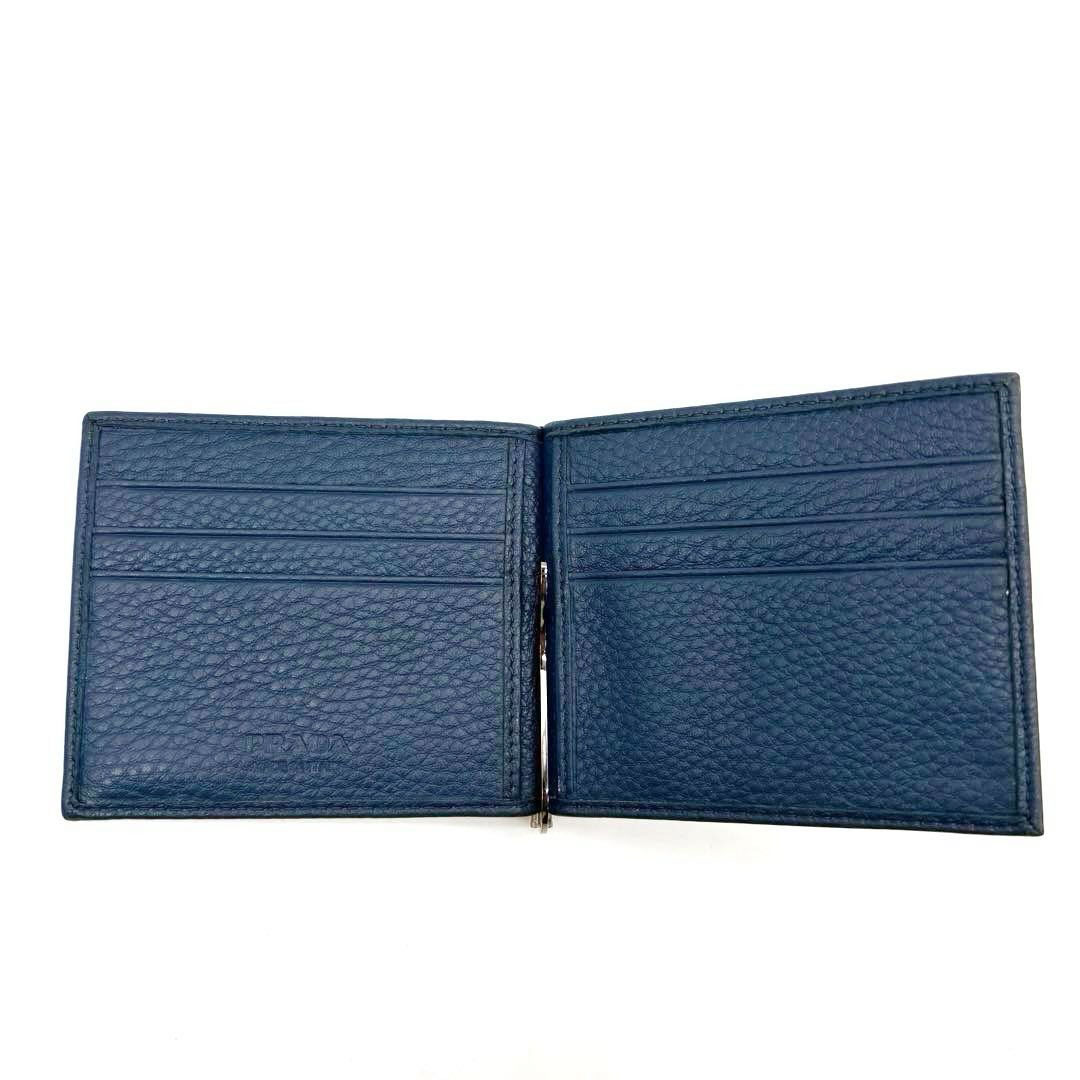PRADA プラダ マネークリップ 二つ折り財布 カードケース レザー 2MN077 ブルー