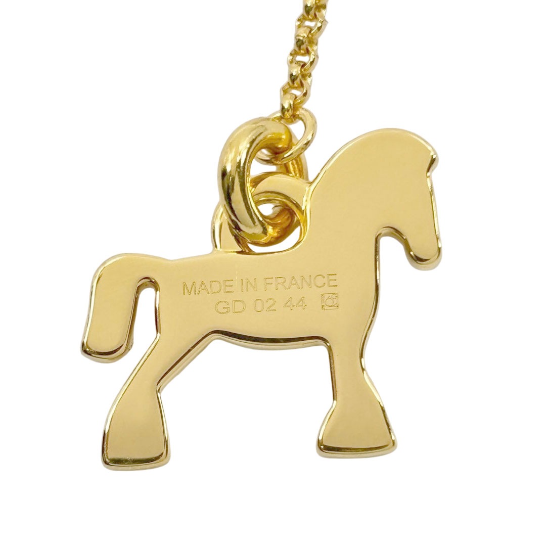 HERMES エルメス ネックレス シュヴァル・グランド・パラード 花火師 ゴールド/カザック(ピンク系) H100005F AH