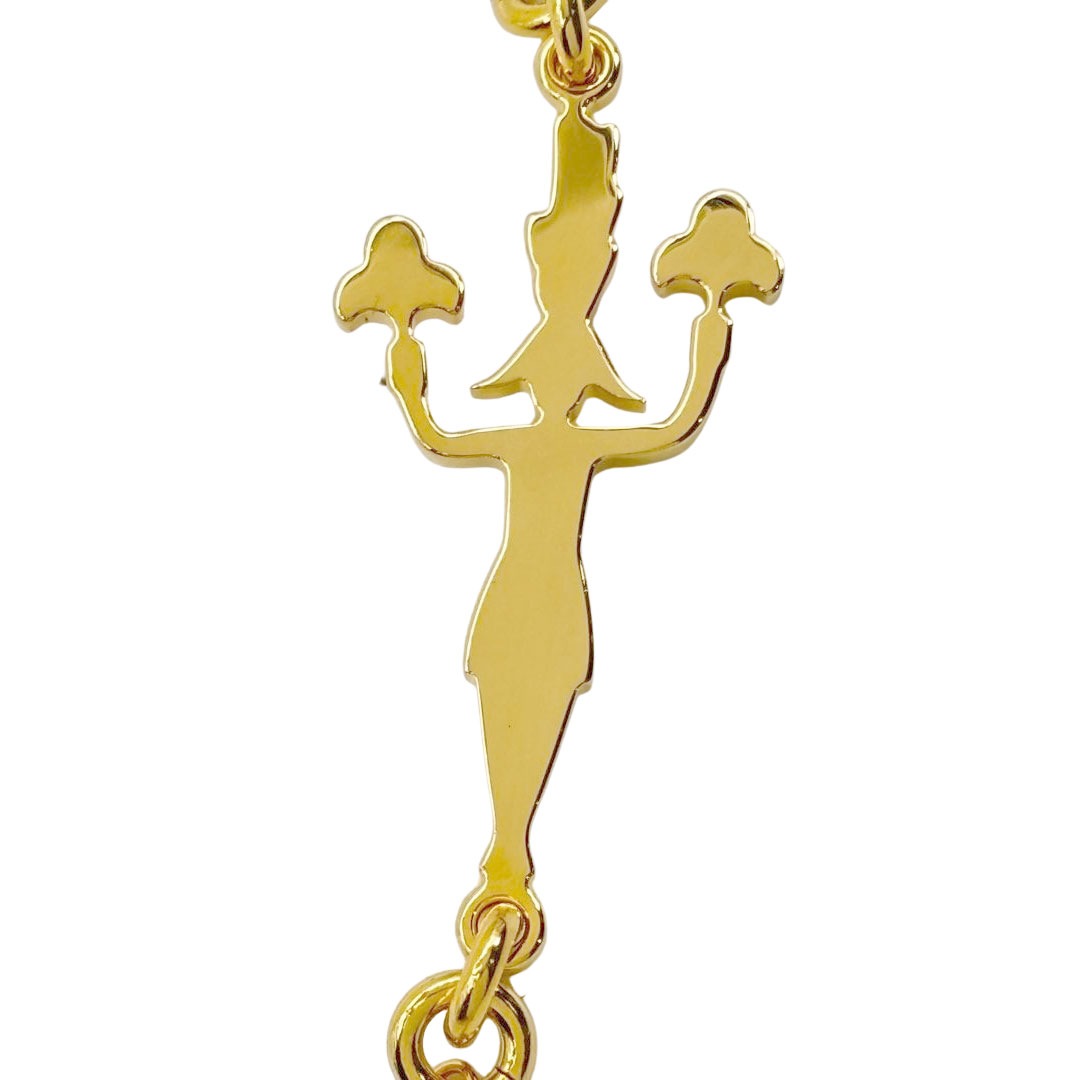 HERMES エルメス ネックレス シュヴァル・グランド・パラード 花火師 ゴールド/カザック(ピンク系) H100005F AH