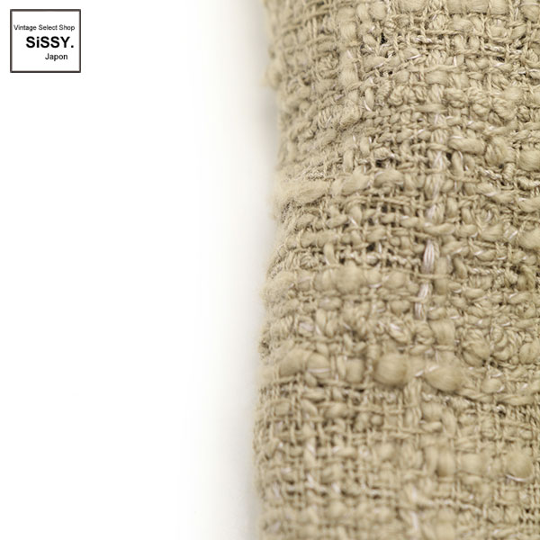 ■ドルチェアンドガッバーナ■ ツイード ノーカラーコート ベージュ 水色 デニム切替 ユーズド加工 38(S) 【DOLCE&GABBANA】