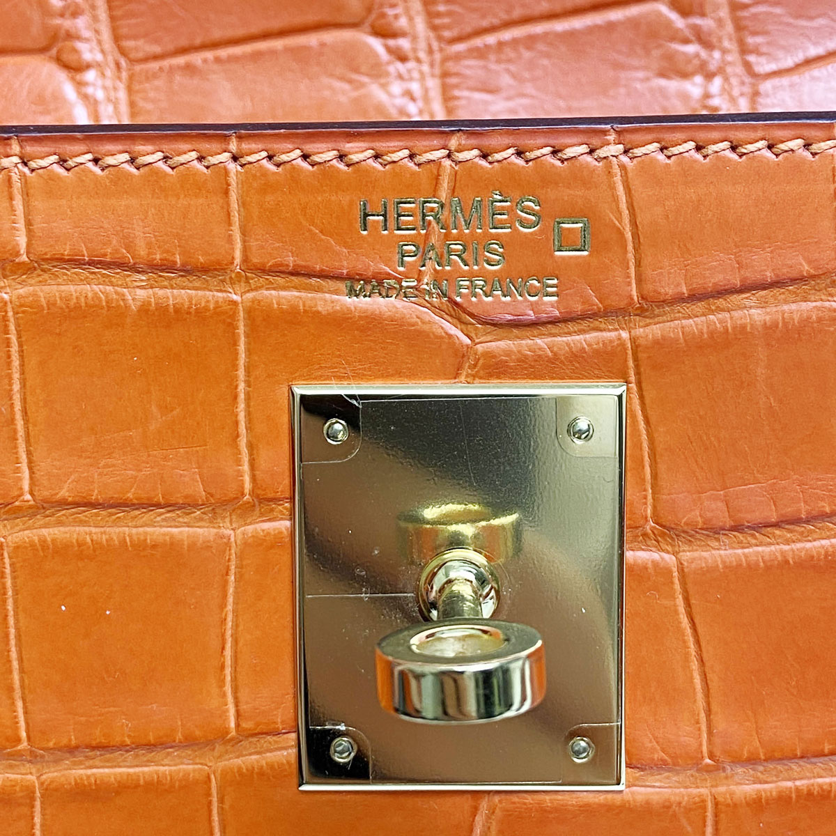 HERMES エルメス ケリー32 2WAYハンドバッグ クロコダイル オレンジ ゴールド金具 □R刻印 (2014年頃製造)