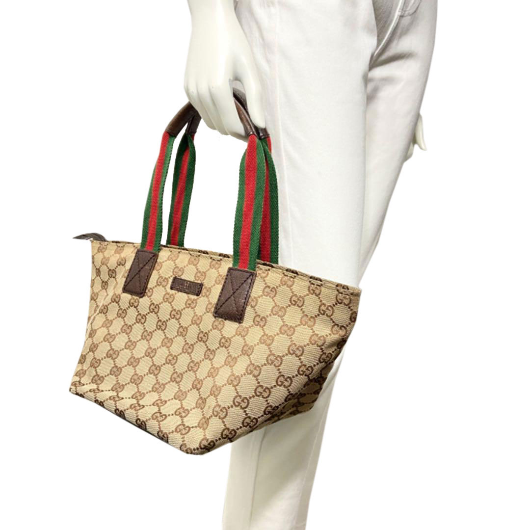 GUCCI グッチ ハンドバッグ GGキャンバス シェリーライン ベージュ ブラウン グリーン レッド 131228