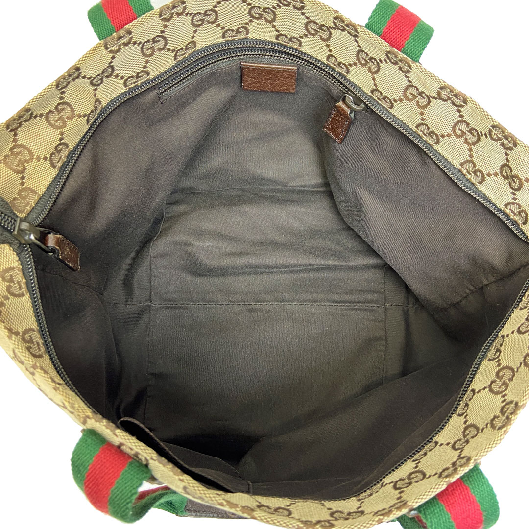 GUCCI グッチ ハンドバッグ GGキャンバス シェリーライン ベージュ ブラウン グリーン レッド 131228