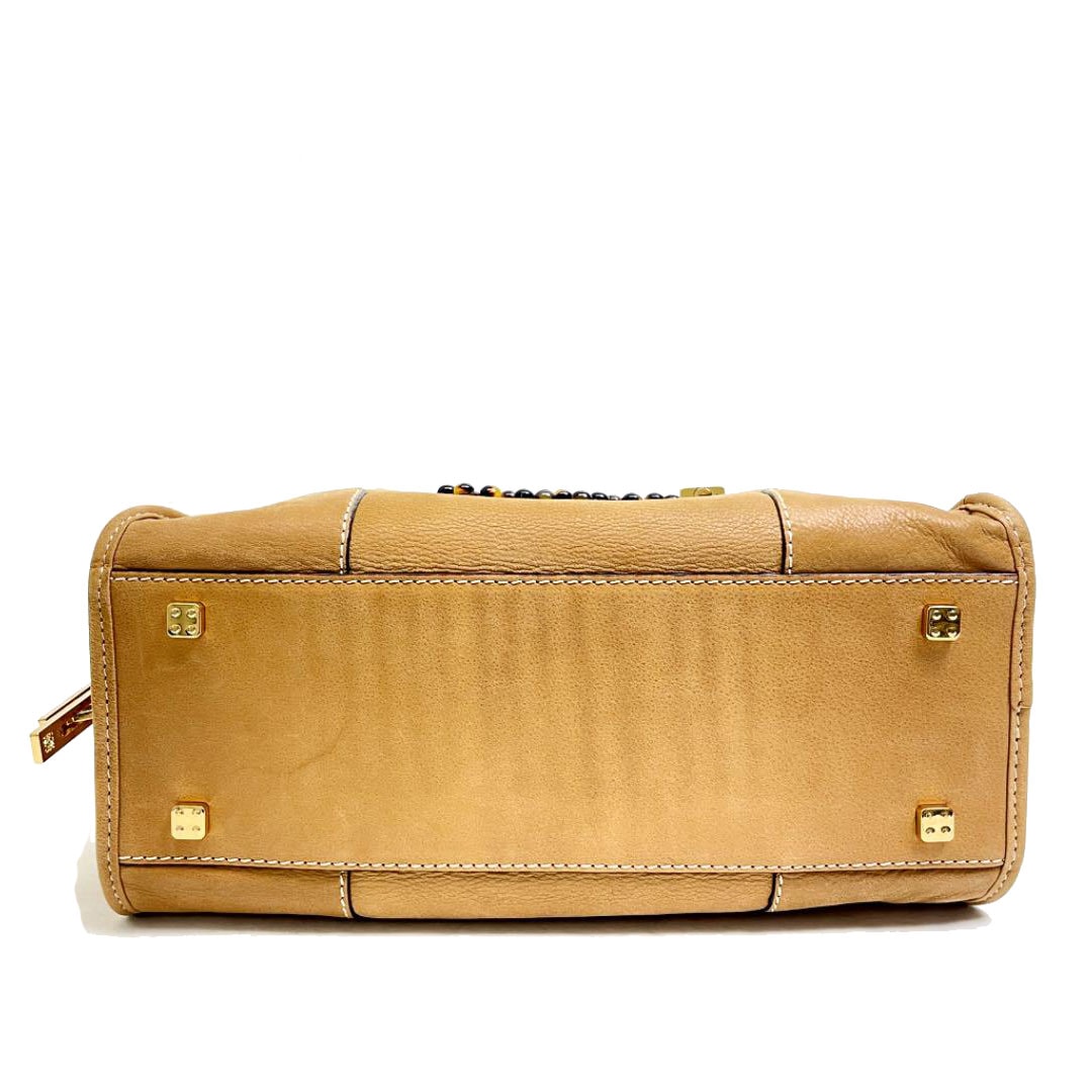 LOEWE ロエベ アマソナ28 ハンドバッグ レザーべっ甲モチーフ キャメル