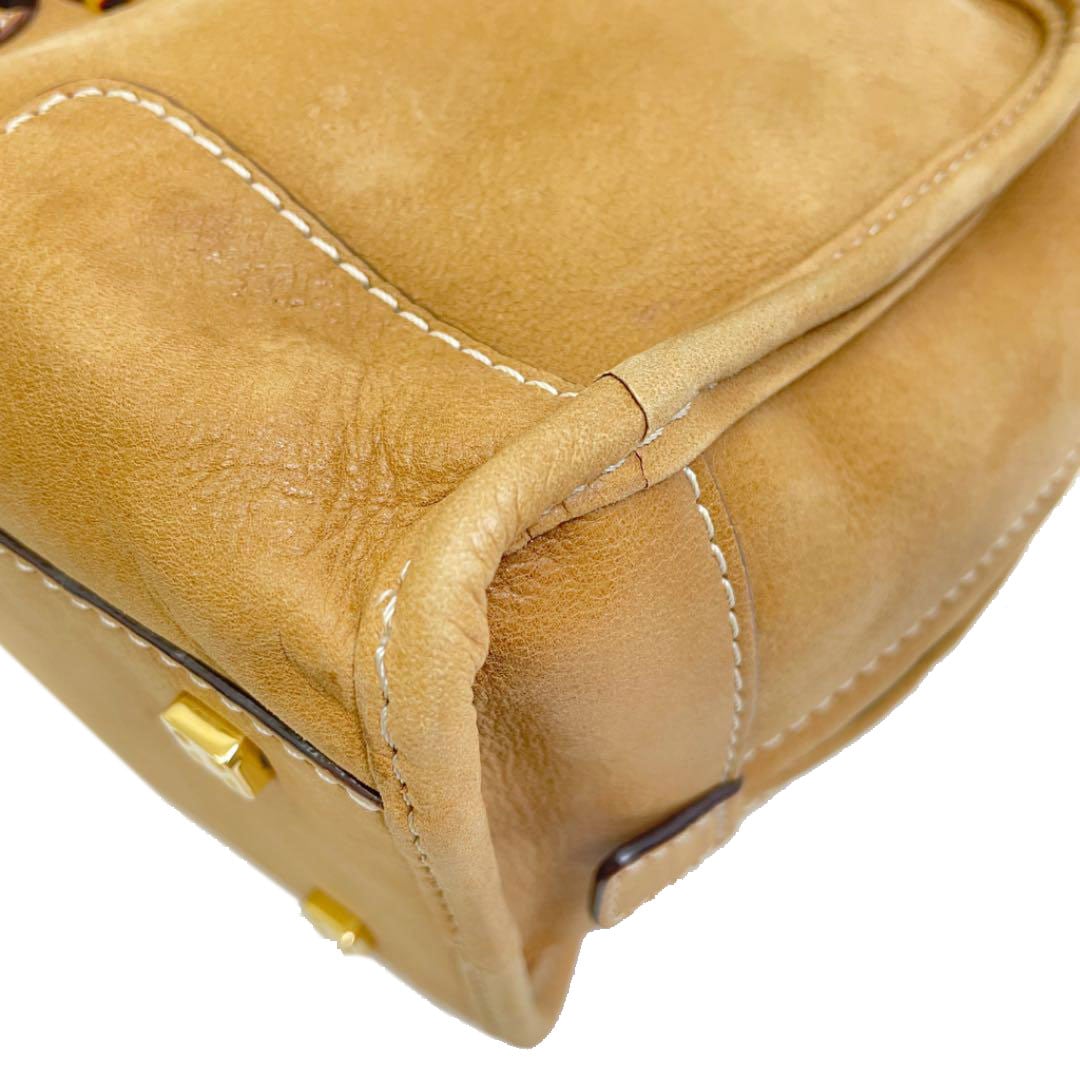 LOEWE ロエベ アマソナ28 ハンドバッグ レザーべっ甲モチーフ キャメル