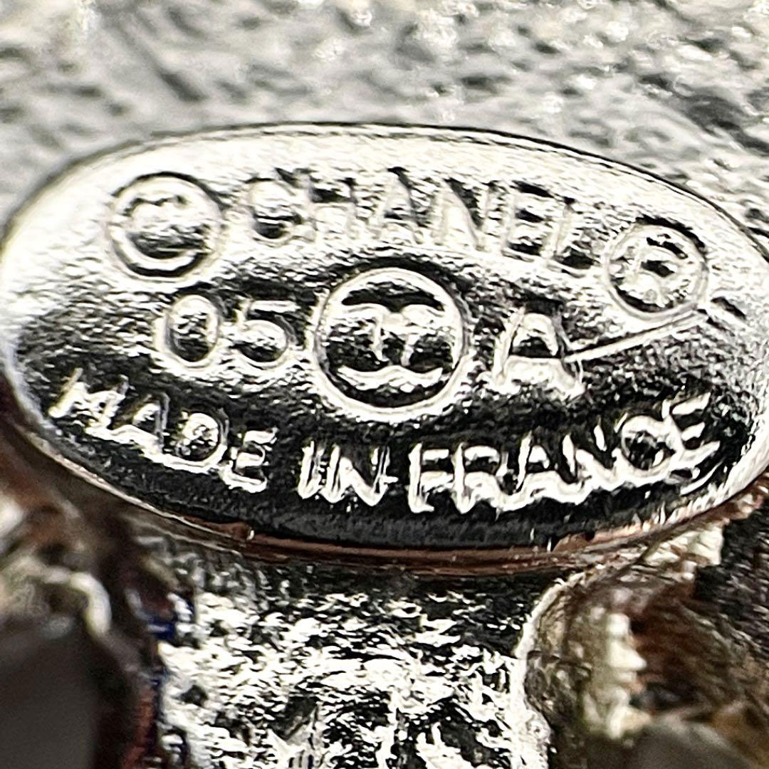 CHANEL シャネル 2連ブローチ ココマーク カラーストーン 05A シルバー ブラウン