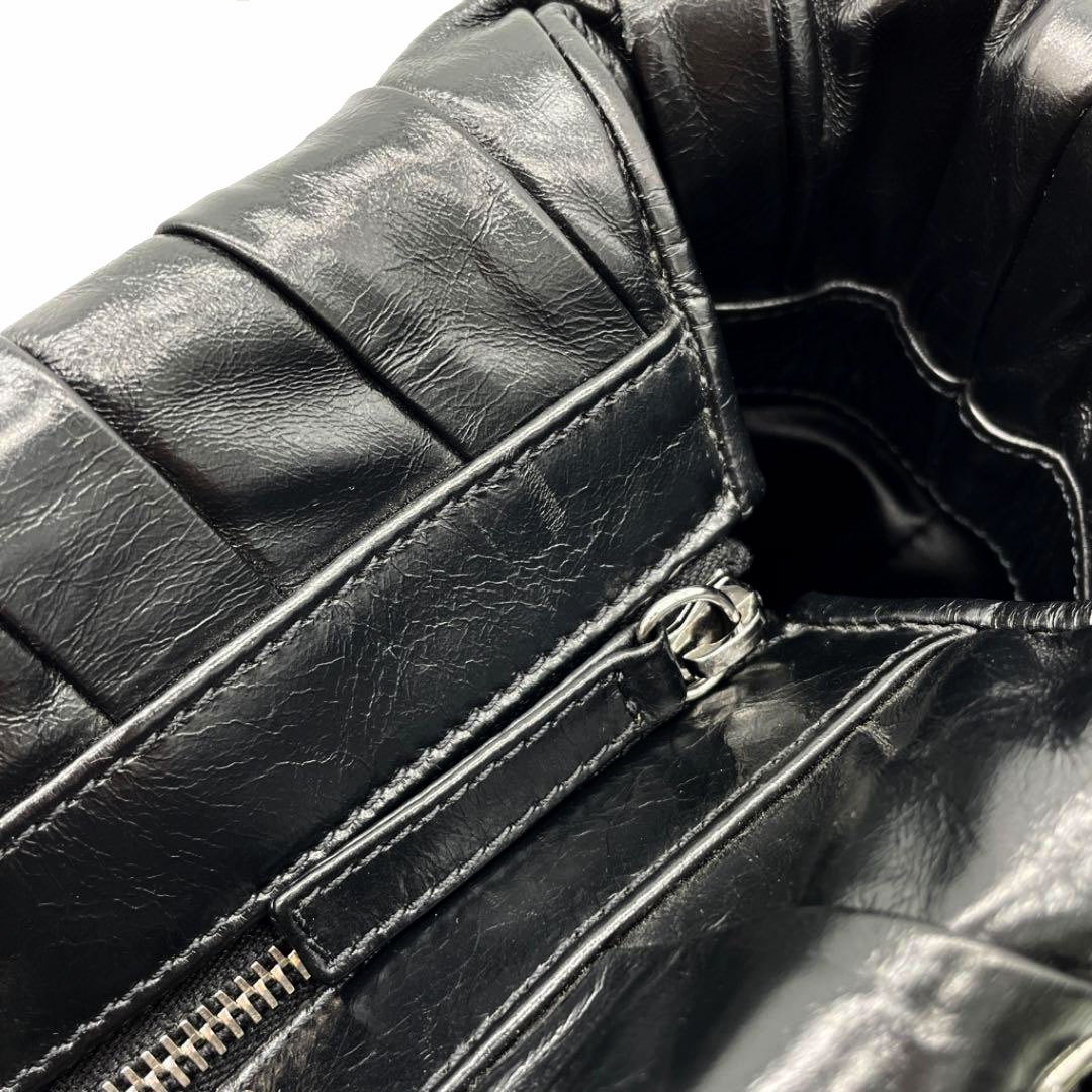 CHANEL シャネル チェーンショルダー トートバッグ レザー ブラック