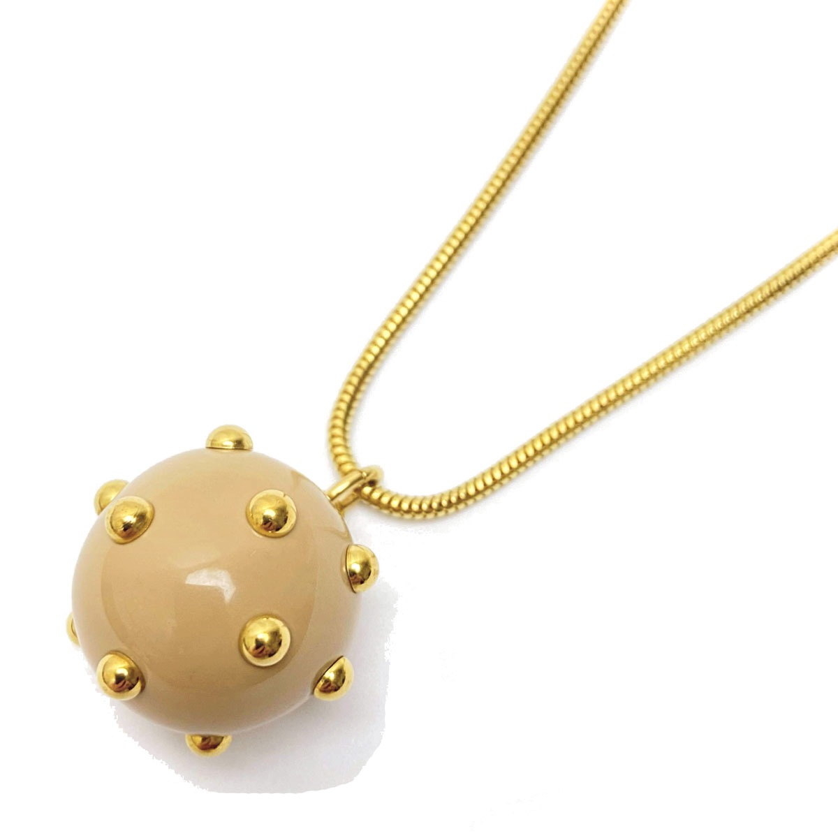 CHANEL シャネル ロングネックレス ボール スタッズ ゴールド ベージュ 00A