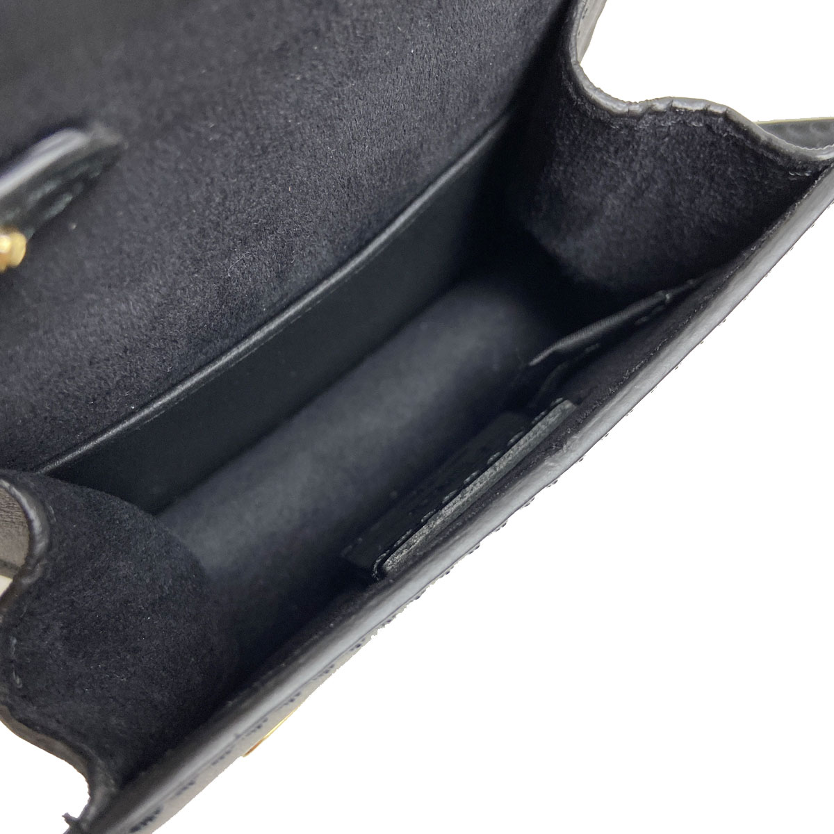 FENDI フェンディ マイクロキャナイ エフ フラワー チェーンショルダーポーチ バッグ パイソン ブラック ブラウン