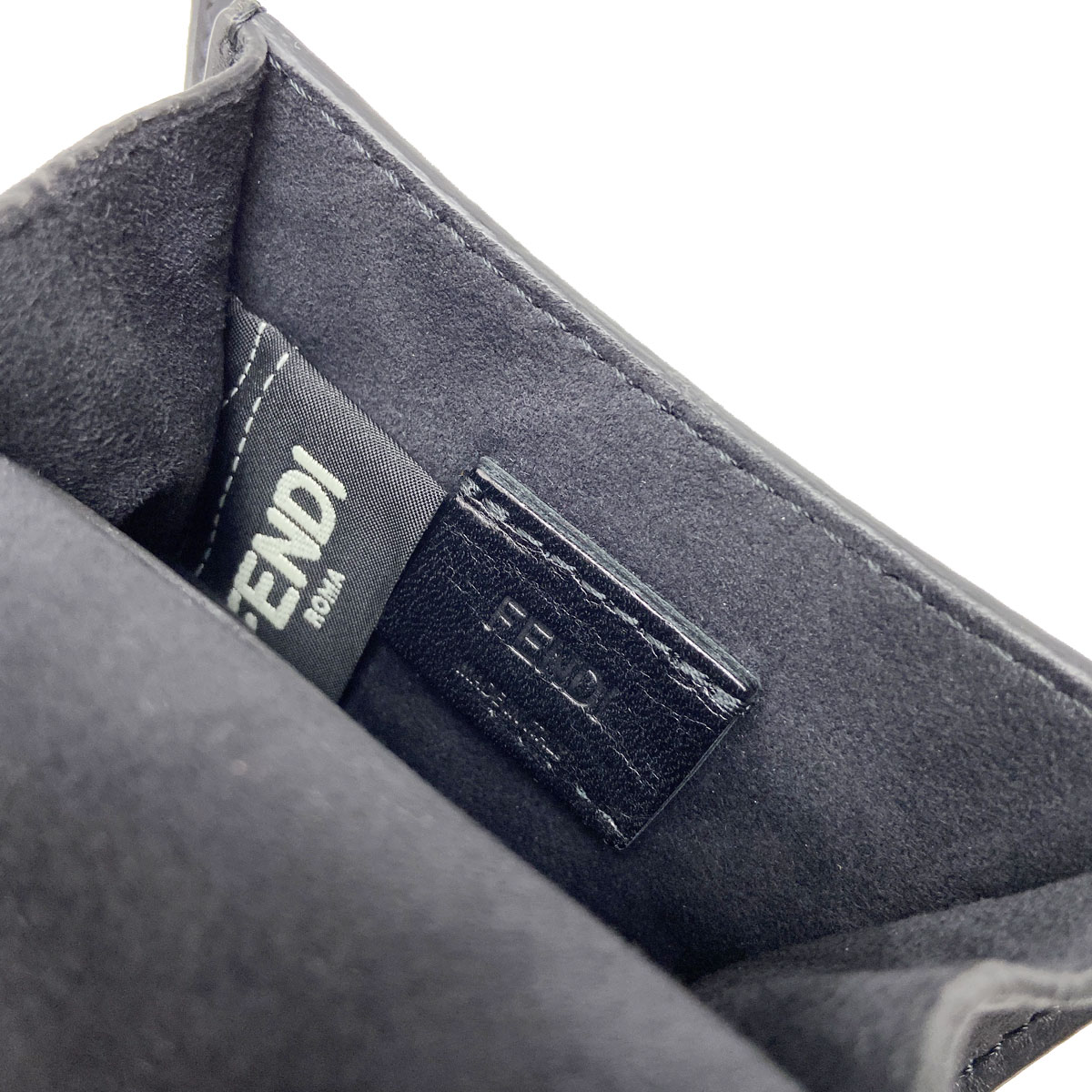 FENDI フェンディ マイクロキャナイ エフ フラワー チェーンショルダーポーチ バッグ パイソン ブラック ブラウン