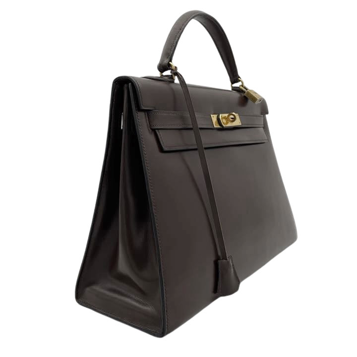 エルメス HERMES ハンドバッグ ケリー32 ボックスカーフ 黒 外縫い/ゴールド金具 〇Y バッグ エルメス HERMES ケリー32 ハンドバッグ バッグ カーフ（牛革