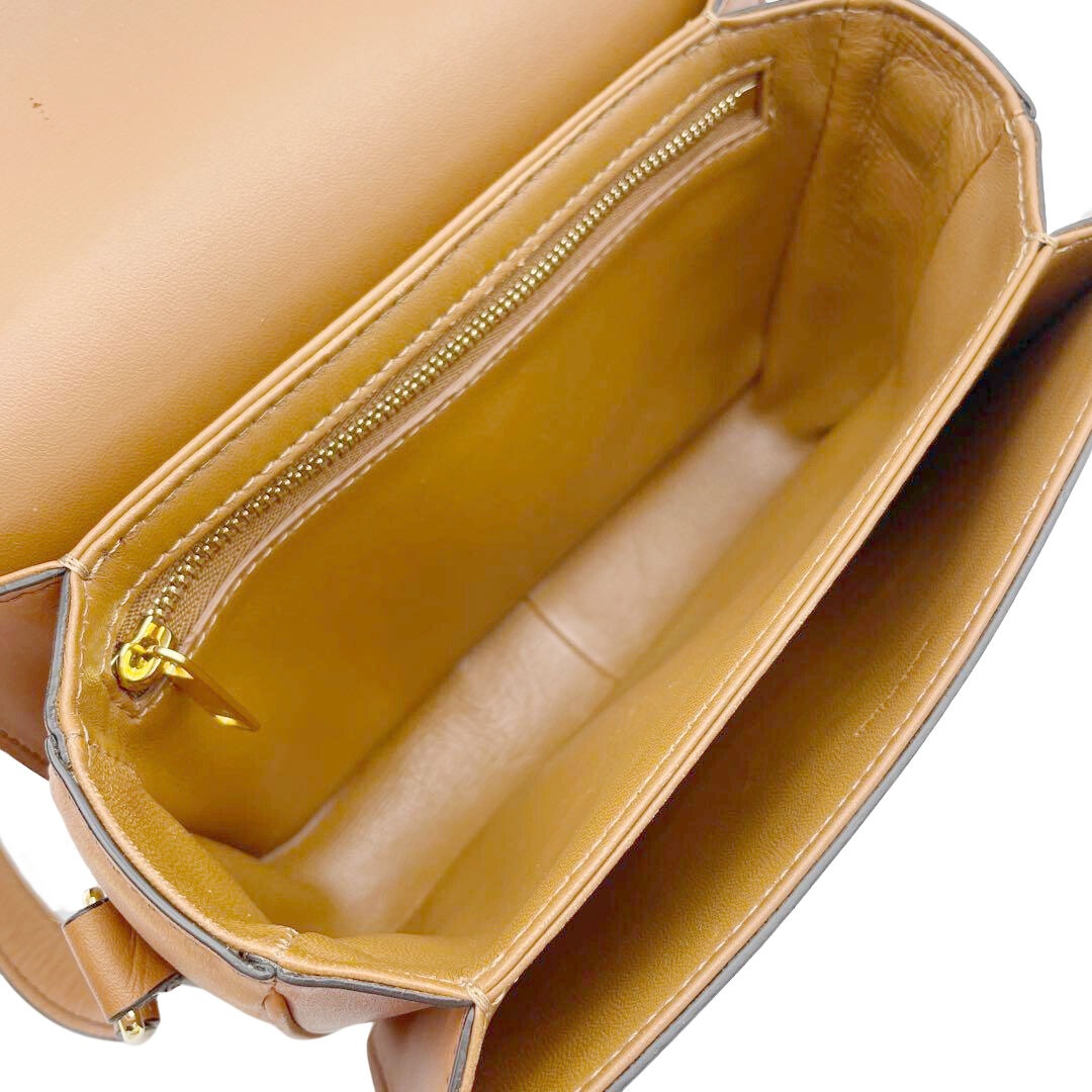 CELINE セリーヌ ティーン トリオンフ ショルダーバッグ テキスタイル＆カーフスキン ナチュラル /タン  188882EGC.02NT