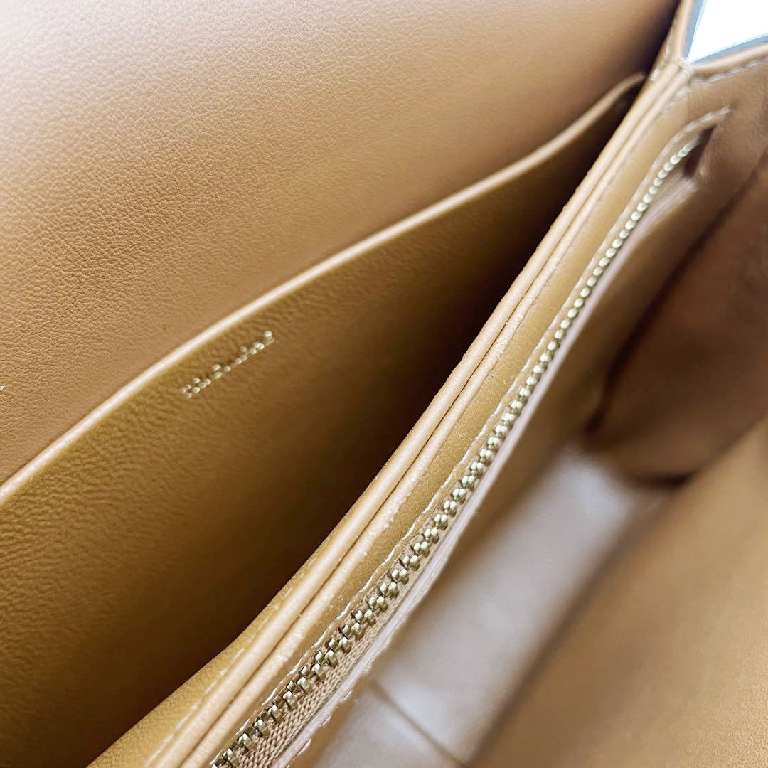 CELINE セリーヌ ティーン トリオンフ ショルダーバッグ テキスタイル＆カーフスキン ナチュラル /タン  188882EGC.02NT