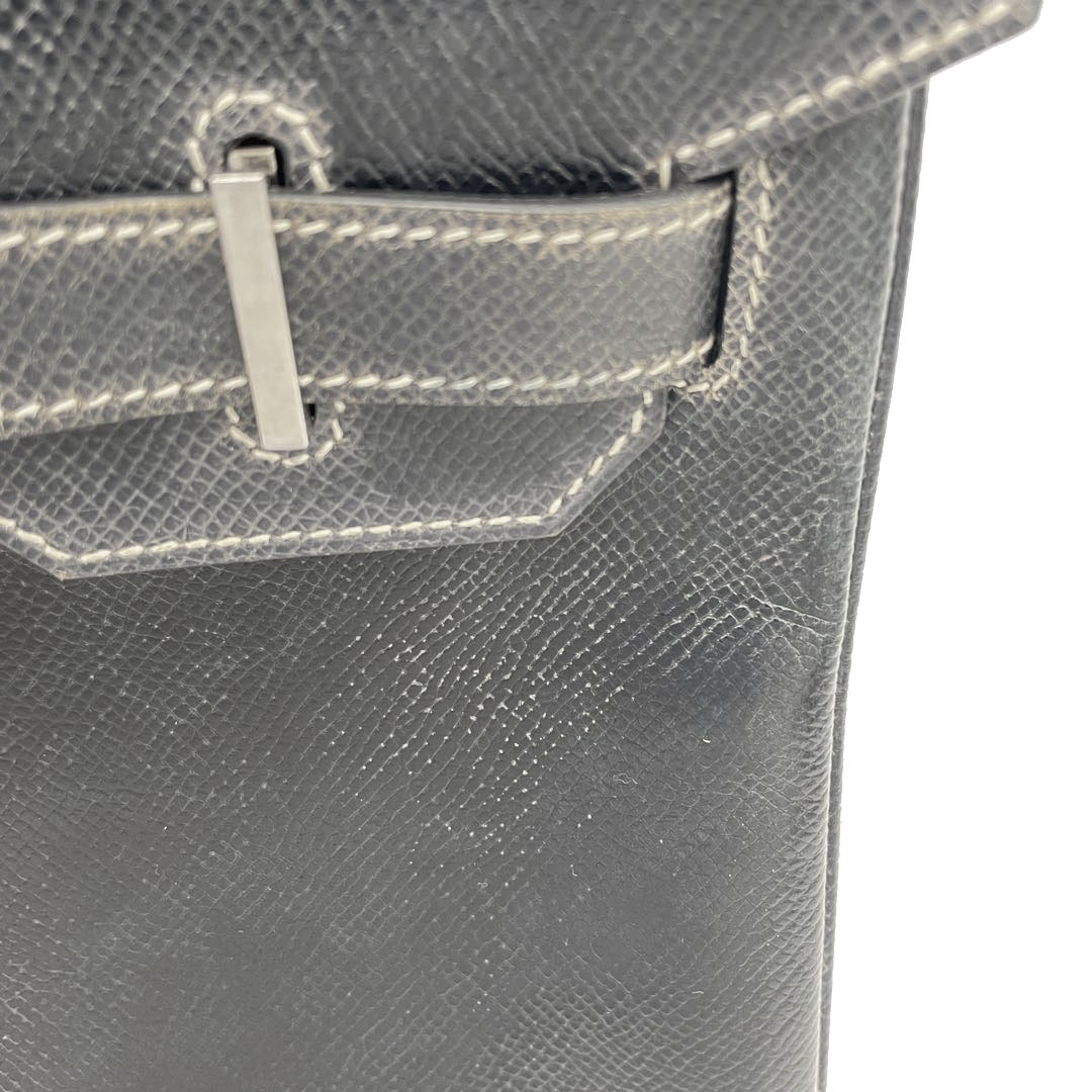 HERMES エルメス バーキン30 ハンドバッグ クシュベル ブラック(ホワイトステッチ) シルバー金具 □E刻印 パーソナルオーダー品
