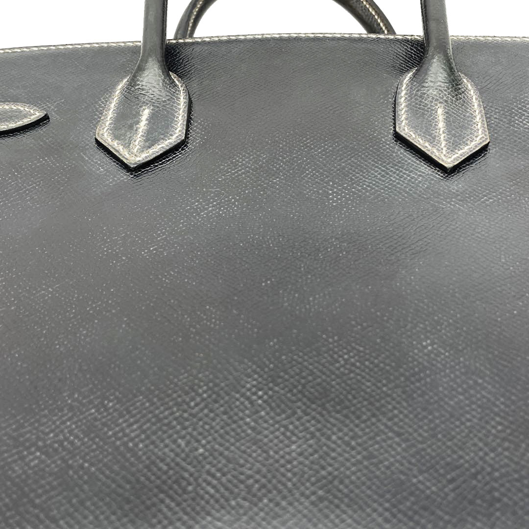 HERMES エルメス バーキン30 ハンドバッグ クシュベル ブラック(ホワイトステッチ) シルバー金具 □E刻印 パーソナルオーダー品