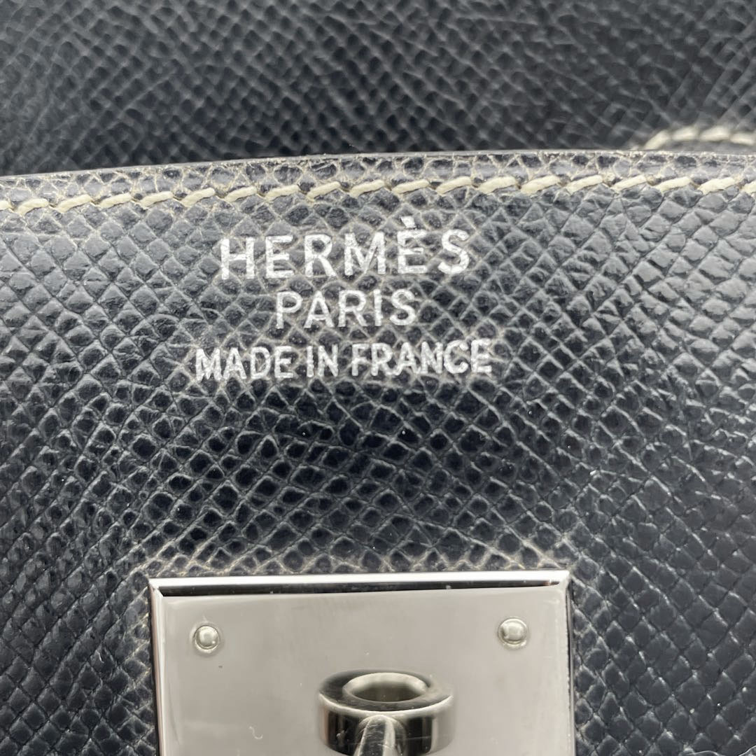 HERMES エルメス バーキン30 ハンドバッグ クシュベル ブラック(ホワイトステッチ) シルバー金具 □E刻印 パーソナルオーダー品