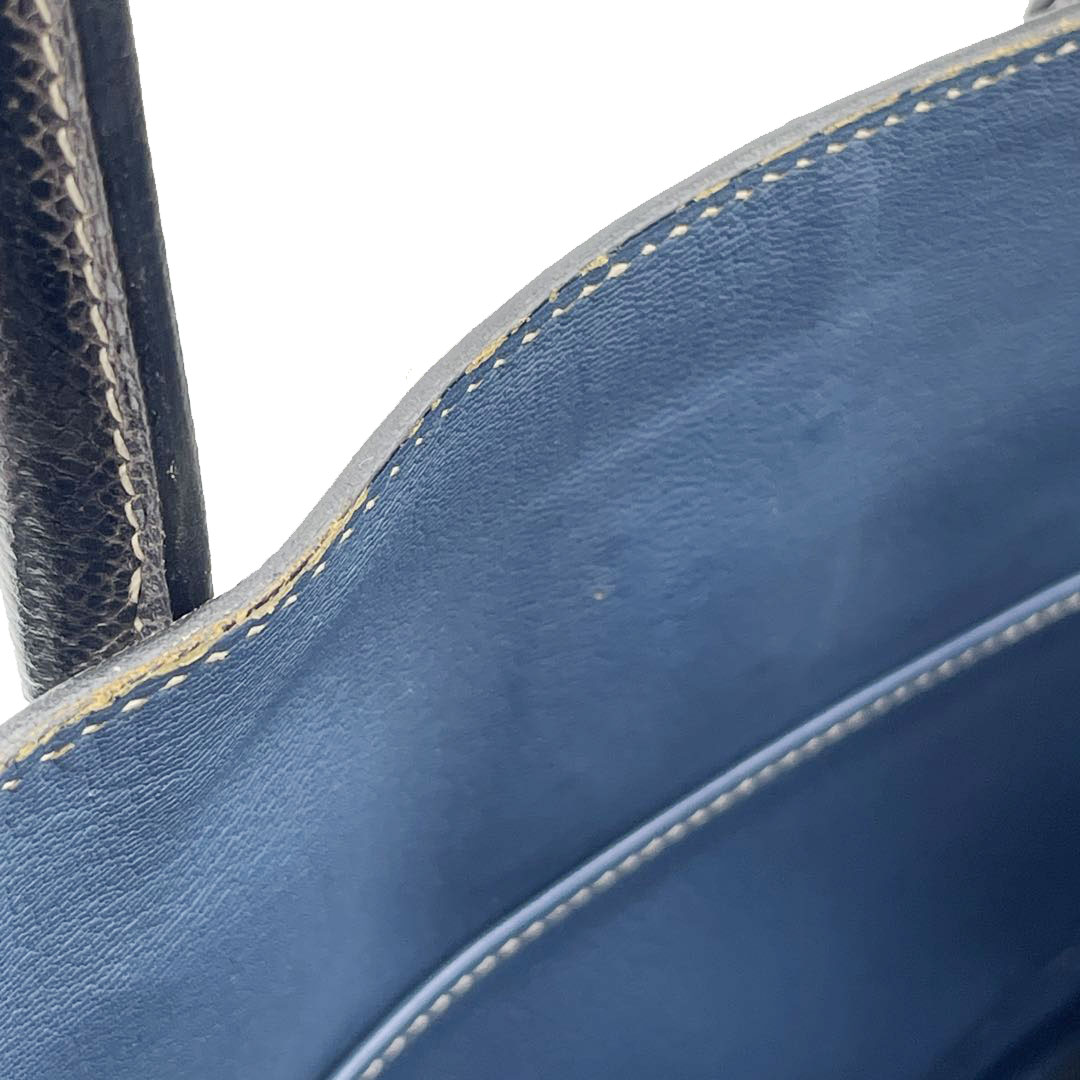 HERMES エルメス バーキン30 ハンドバッグ クシュベル ブラック(ホワイトステッチ) シルバー金具 □E刻印 パーソナルオーダー品