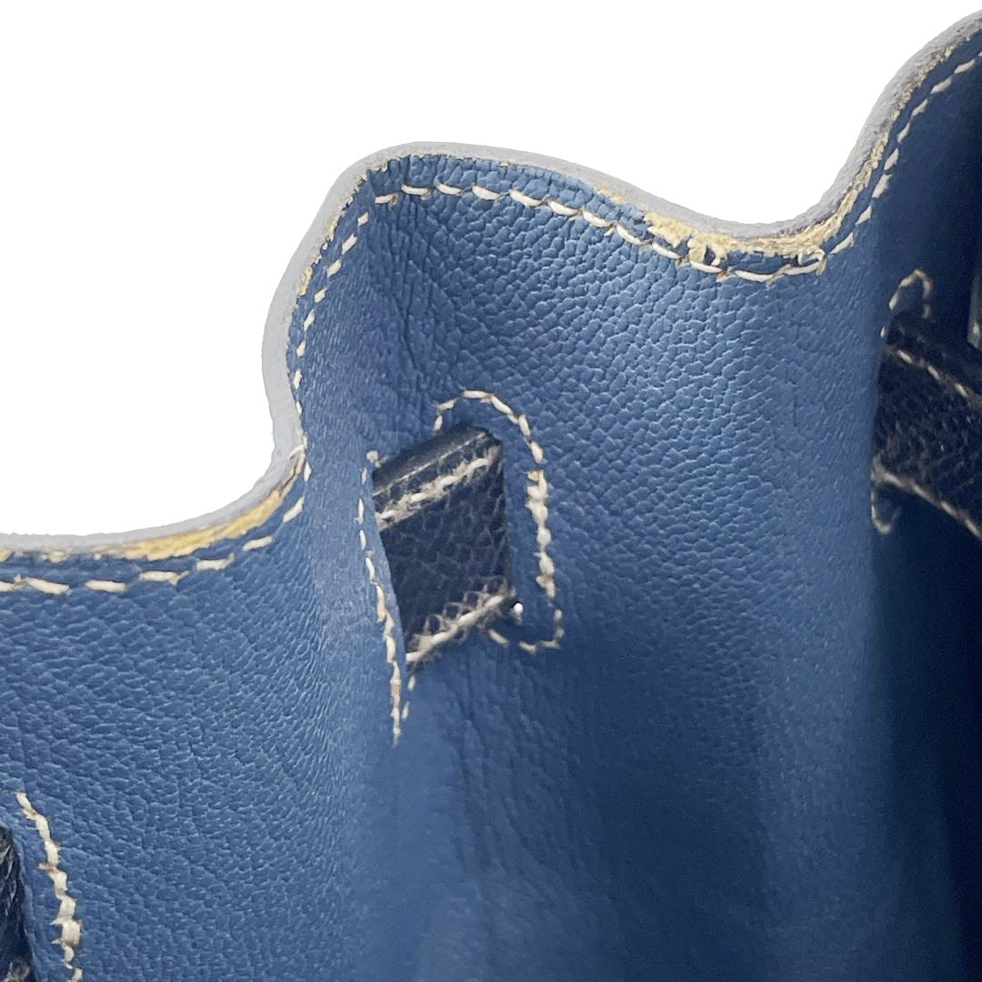 HERMES エルメス バーキン30 ハンドバッグ クシュベル ブラック(ホワイトステッチ) シルバー金具 □E刻印 パーソナルオーダー品