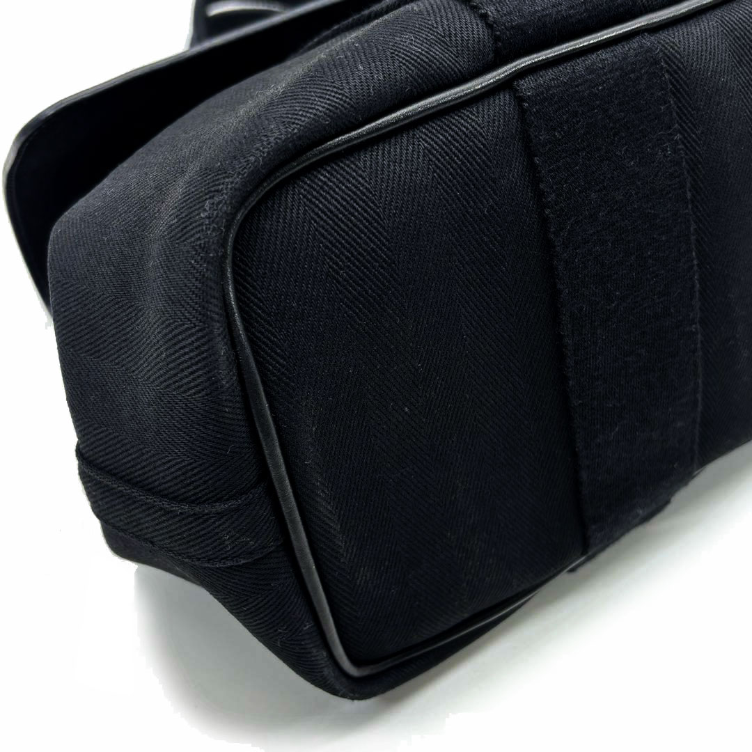 HERMES エルメス ハンドバッグ ヴァルパライソPM トワルシェブロン/レザー ブラック □P刻印