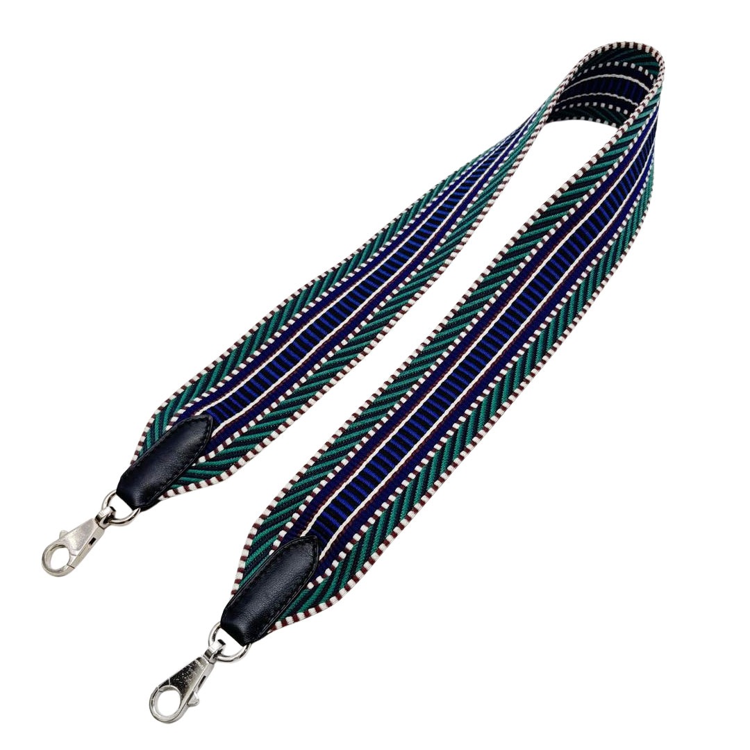 HERMES エルメス バンドリエール サングル カヴァル 50mm ショルダーストラップ マラカイト/ブルーエレクトリック/ブラック シルバー金具 A刻印
