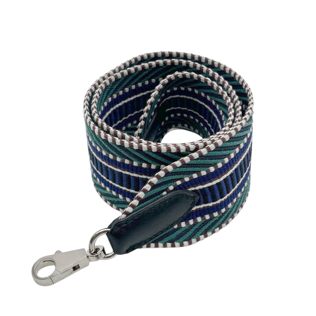 HERMES エルメス バンドリエール サングル カヴァル 50mm ショルダーストラップ マラカイト/ブルーエレクトリック/ブラック シルバー金具 A刻印