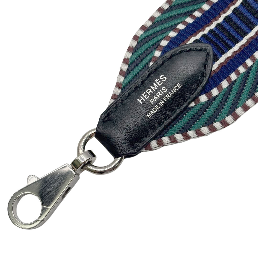 HERMES エルメス バンドリエール サングル カヴァル 50mm ショルダーストラップ マラカイト/ブルーエレクトリック/ブラック シルバー金具 A刻印