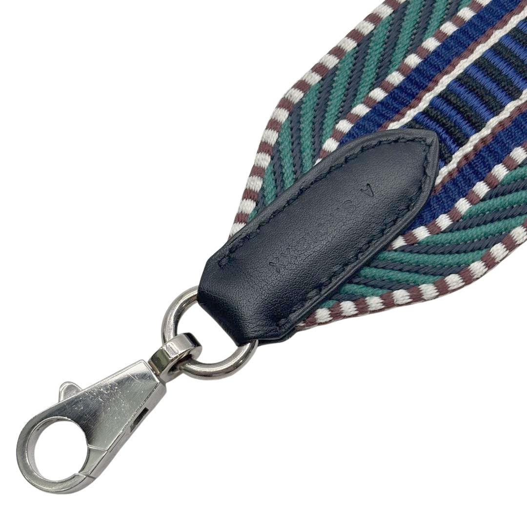 HERMES エルメス バンドリエール サングル カヴァル 50mm ショルダーストラップ マラカイト/ブルーエレクトリック/ブラック シルバー金具 A刻印