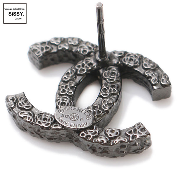■シャネル■ ピアス ココマーク カメリア メタル ガンメタリック B12P 【CHANEL】