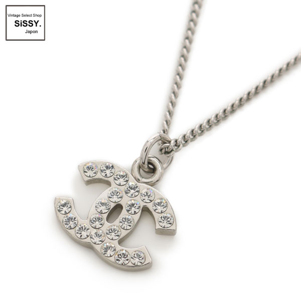 ■シャネル■ ココマーク ネックレス ラインストーン シルバー 06V 【CHANEL】