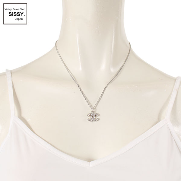 ■シャネル■ ココマーク ネックレス ラインストーン シルバー 06V 【CHANEL】