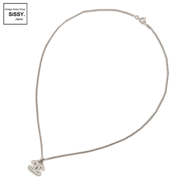 ■シャネル■ ココマーク ネックレス ラインストーン シルバー 06V 【CHANEL】