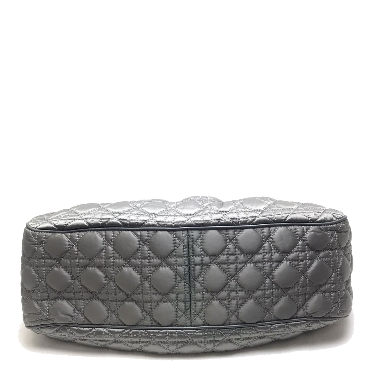 Christian Dior クリスチャンディオール カナージュ ハンドバッグ ナイロン レザー シルバー