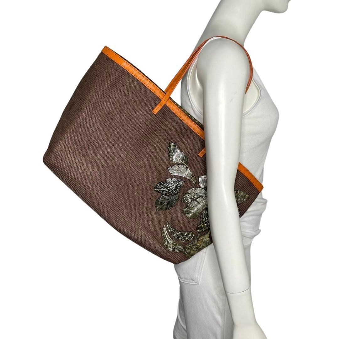 FENDI フェンディトートバッグ セレリア ストロー レザー シェル