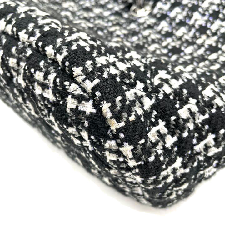 CHANEL シャネル バックパック リュックサック ツイード レザー ターンロック ブラック グレー系 22番台