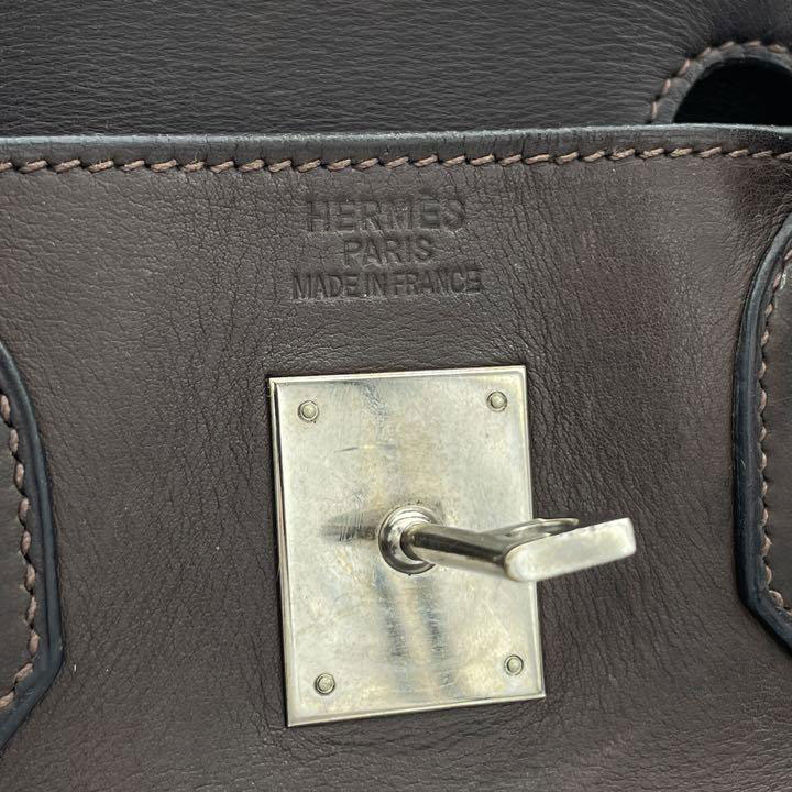 HERMES エルメス オータクロア32 ハンドバッグ ボックスカーフ ダーク