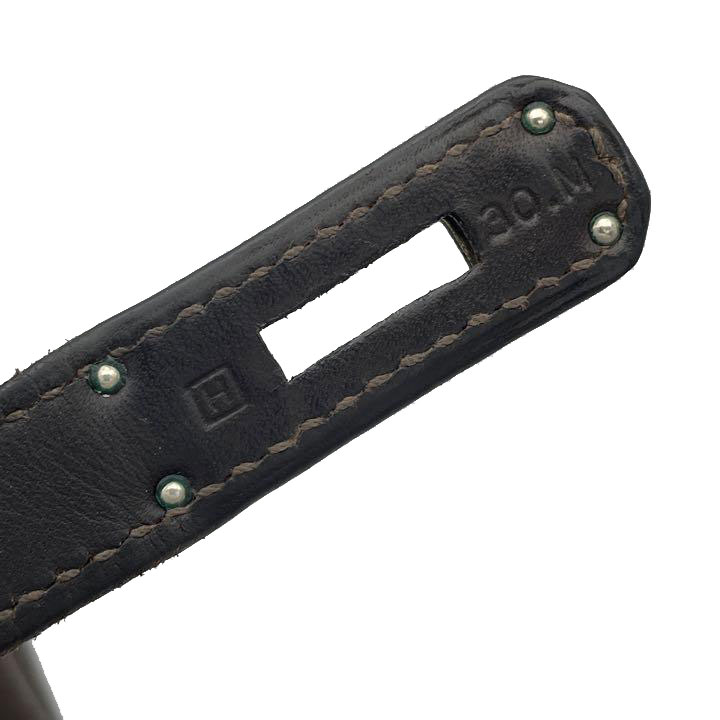 HERMES エルメス オータクロア32 ハンドバッグ ボックスカーフ ダークブラウン シルバー金具 □H刻印