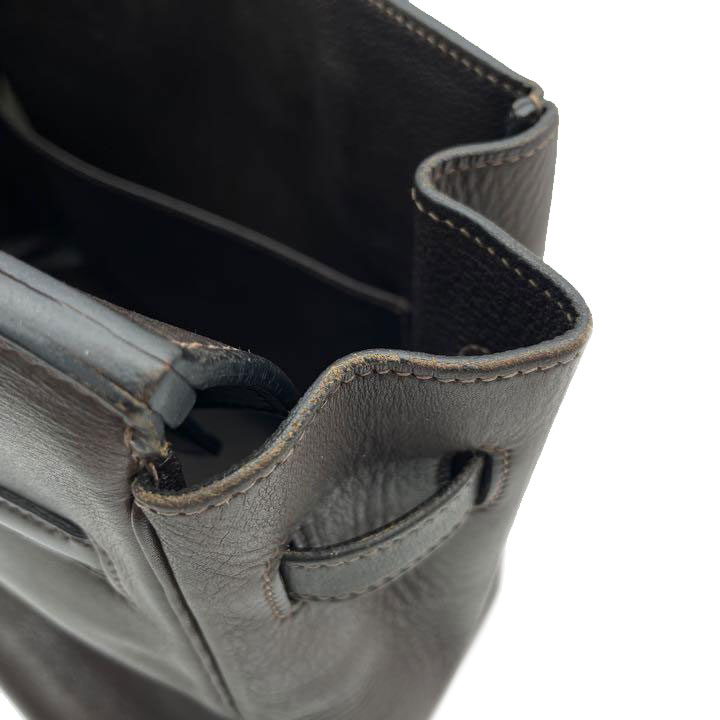 HERMES エルメス オータクロア32 ハンドバッグ ボックスカーフ ダークブラウン シルバー金具 □H刻印