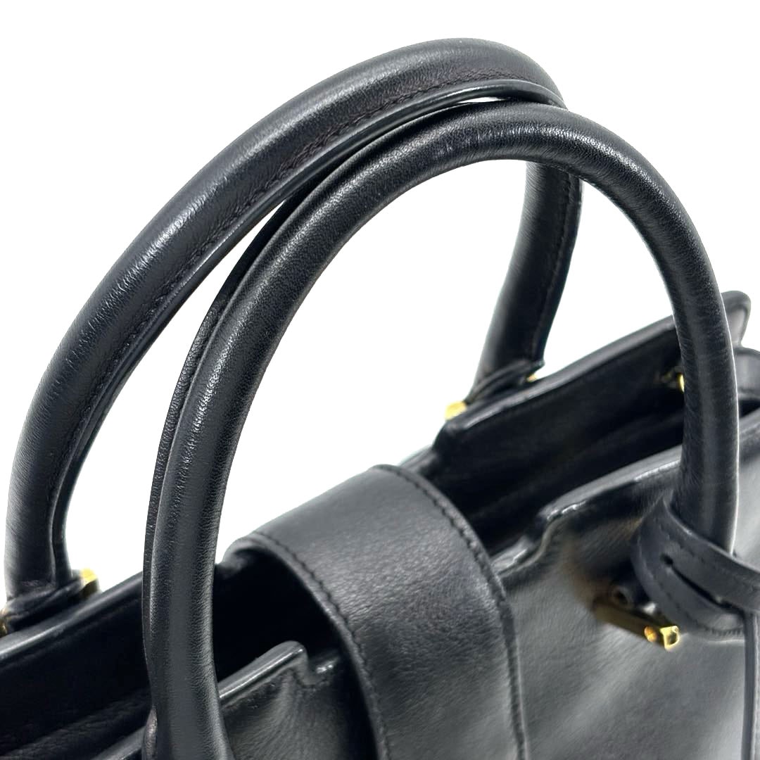 SAINT LAURENT PARIS サンローランパリ 2WAYハンドバッグ  ベイビーカバス レザー ブラック/ゴールド金具 424868