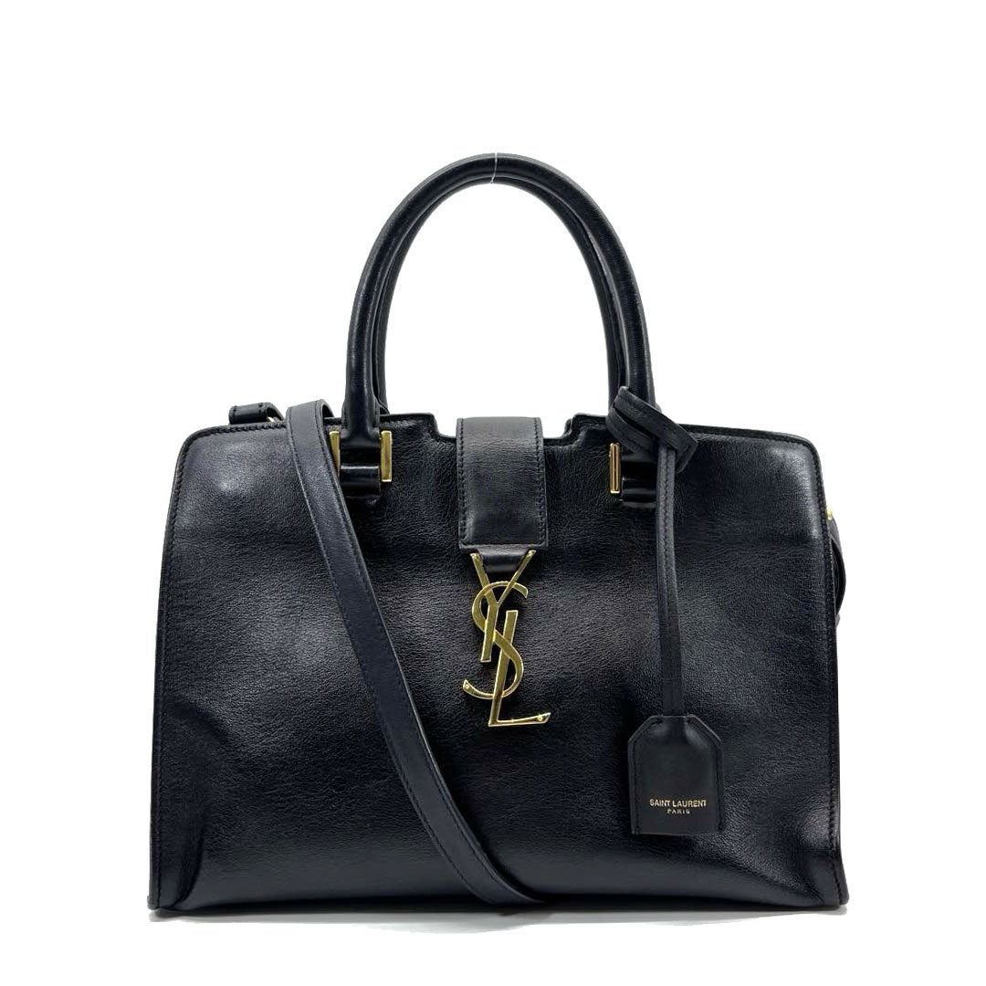 SAINT LAURENT PARIS サンローランパリ 2WAYハンドバッグ  ベイビーカバス レザー ブラック/ゴールド金具 424868