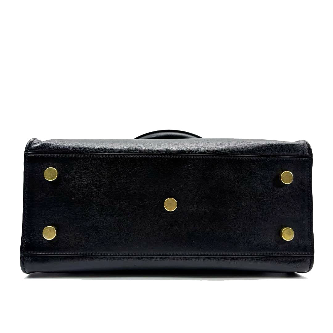 SAINT LAURENT PARIS サンローランパリ 2WAYハンドバッグ  ベイビーカバス レザー ブラック/ゴールド金具 424868