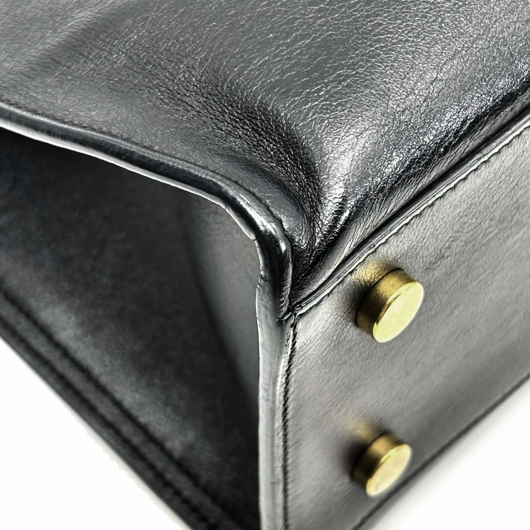 SAINT LAURENT PARIS サンローランパリ 2WAYハンドバッグ  ベイビーカバス レザー ブラック/ゴールド金具 424868