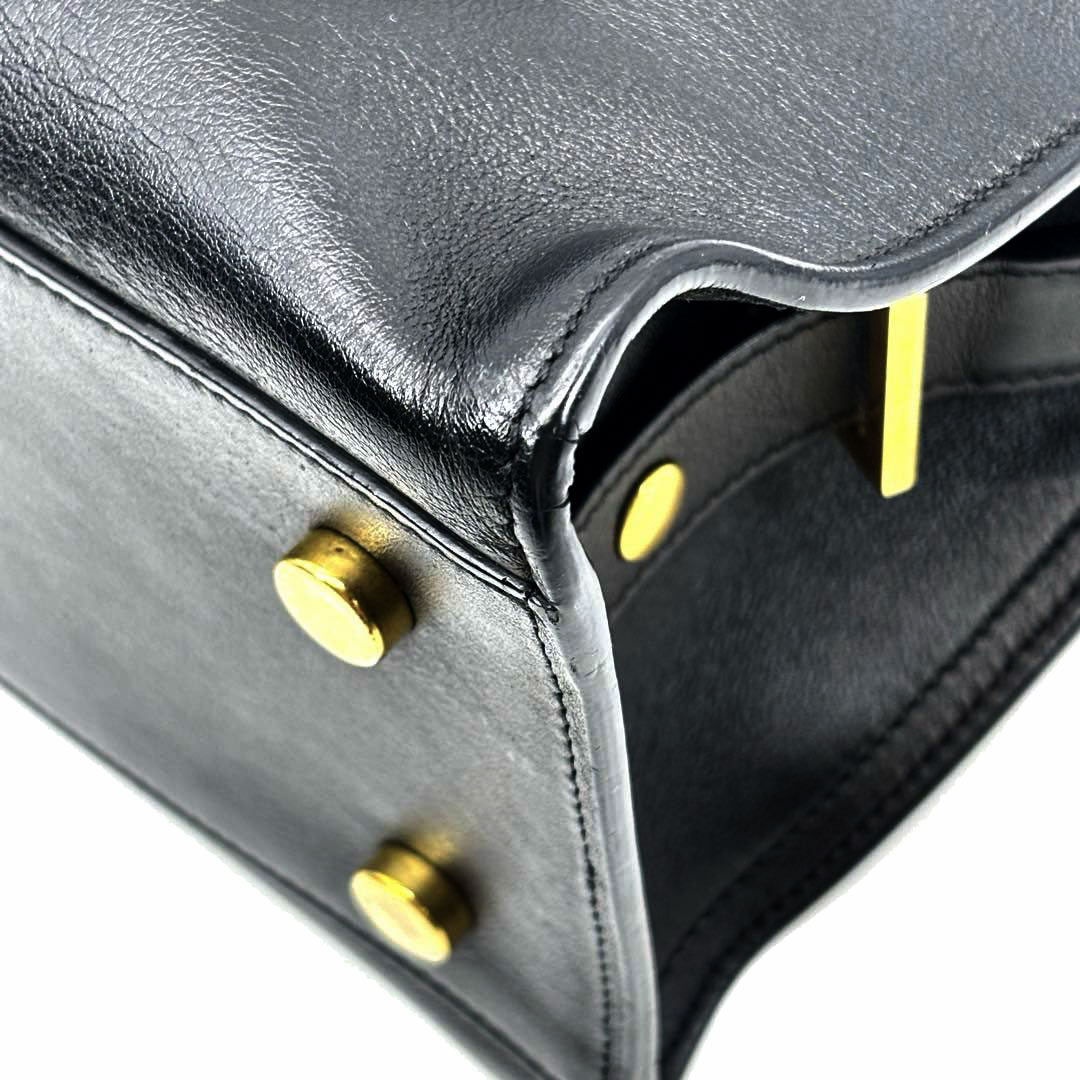 SAINT LAURENT PARIS サンローランパリ 2WAYハンドバッグ  ベイビーカバス レザー ブラック/ゴールド金具 424868
