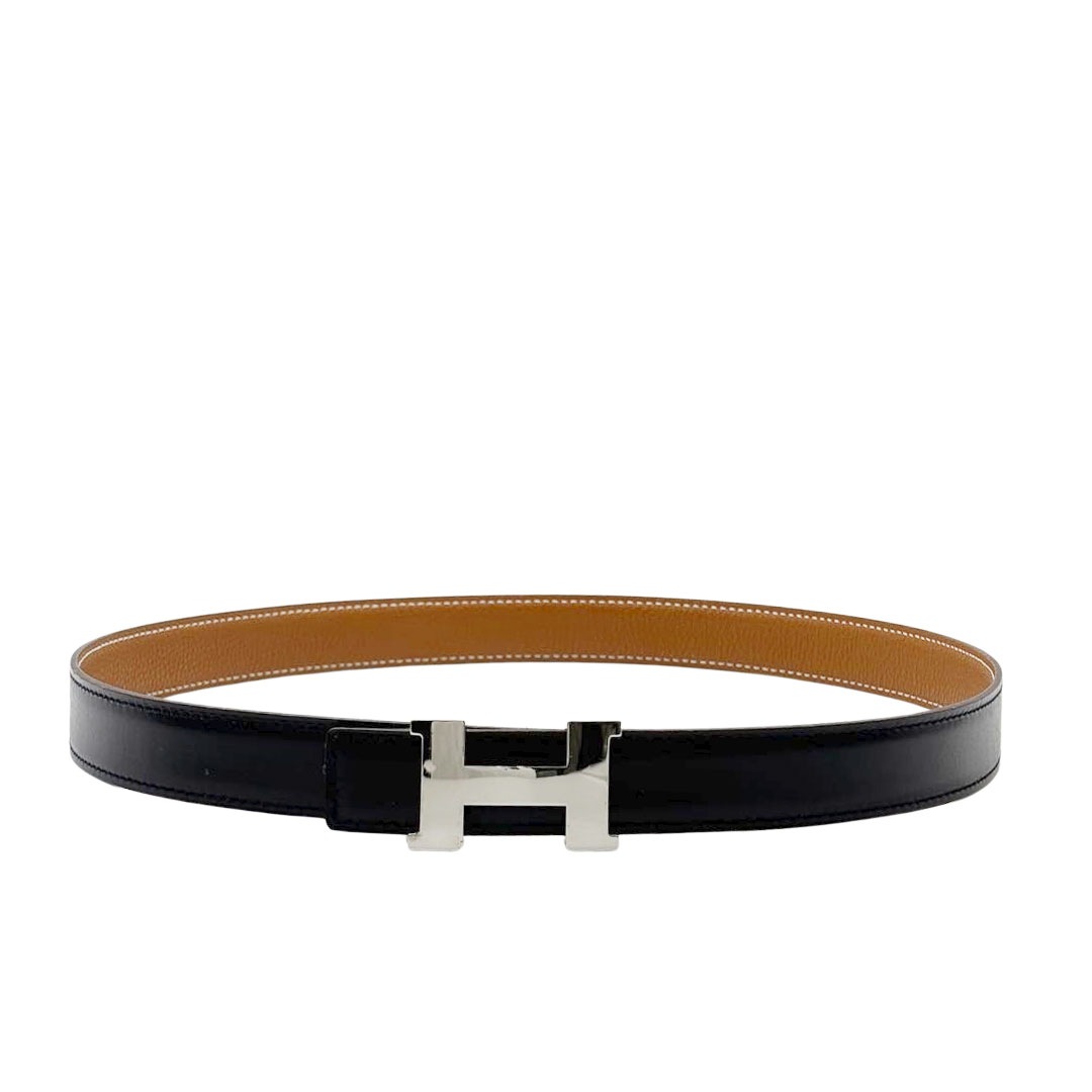 HERMES エルメス Hベルト ミニコンスタンス 80 リバーシブル ボックスカーフ/トリヨンクレマンス ブラック/ゴールド/シルバー金具 □E刻印