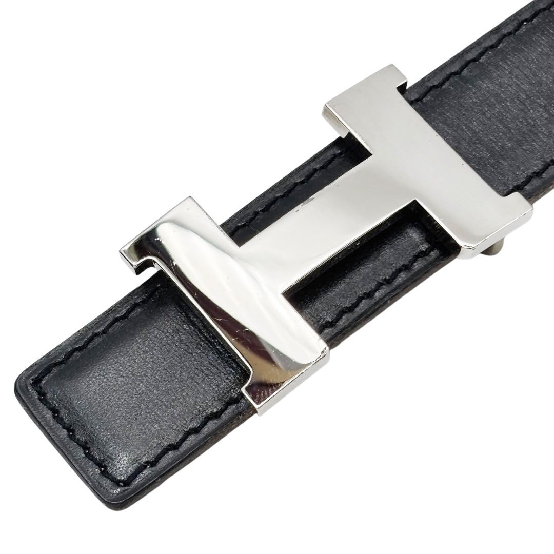 HERMES エルメス Hベルト ミニコンスタンス 80 リバーシブル ボックスカーフ/トリヨンクレマンス ブラック/ゴールド/シルバー金具 □E刻印