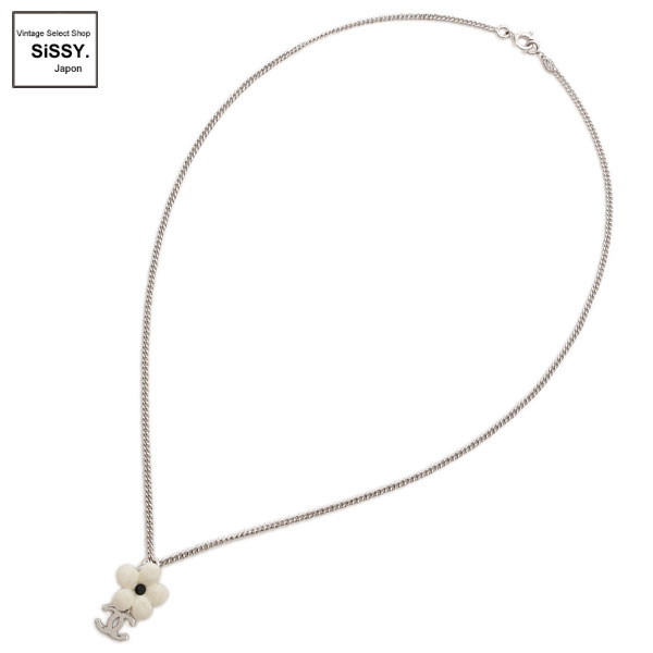 ■シャネル■ フラワー ココマーク ネックレス シルバー ホワイト 05A 【CHANEL】