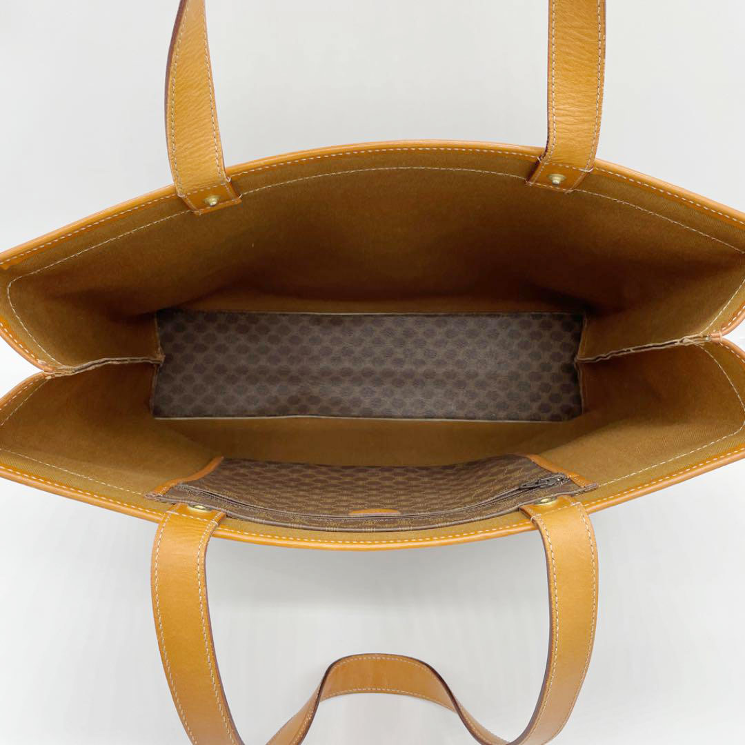 CELINE セリーヌ トートバッグ マカダム柄 ロゴ PVC レザー ブラウン ヴィンテージ